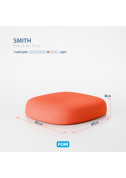 Smith Visco Konforlu ve Rahatlatıcı Oturma Simidi Yastık, Ortopedik, 45 x 44 x 8, Turuncu