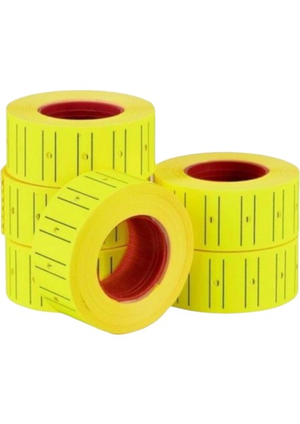(12 * 21 Mm) Çizgili Flo Sarı Fiyat Etiketi (Ruloda 800 Etiket) ( 6 Rulo)