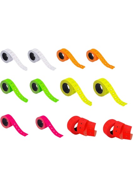 (12 * 21 Mm) Çizgili Flo Mıx 6 Renk Fiyat Etiketi (Ruloda 800 Etiket) ( 12 Rulo)
