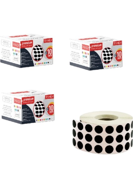 Nokta Etiket 10 mm Siyah 5000 Li ( Üç Kutu)