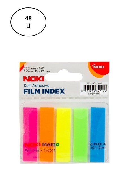Memo 12050 Yapışkanlı Film Index Yapuışkanlı Ayraç 45 x 12 mm