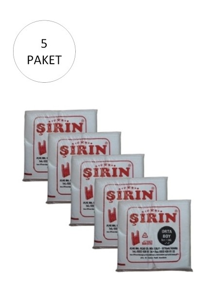 Beyaz Kalın Atlet Poşet Orta Boy 28X50 cm 1 kg 5 Paket (Takriben 375 Adet)