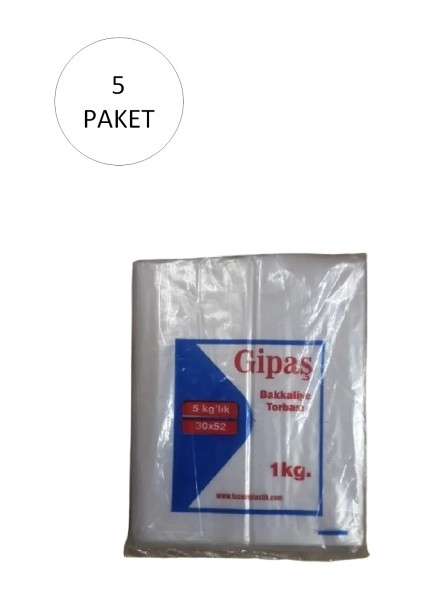 Bakkaliye Naylon Torba 5'kg Lık 30X52 cm 5 Paket (Takriben 550 Adet)