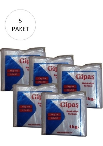 Bakkaliye Naylon Torba 1'kg Lık 20X30 cm 5 Paket (Takriben 1.800 Adet)