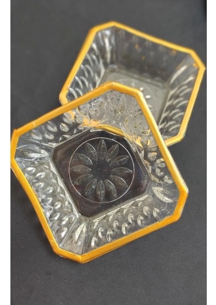 Eylül 6'lı Cam Yaldızlı Kare Lokumluk Sosluk ROYALEKS-81088