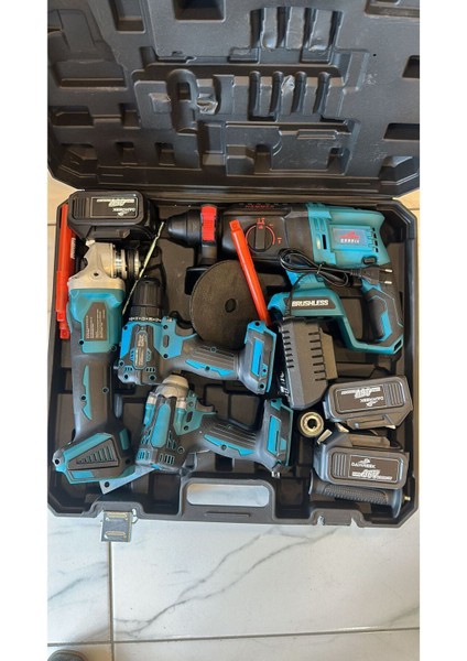Darbeli Dörtlü Set Şarjlı Tork Şarjlı Hilti Şarjlı Taş Şarjlı Matkap 3'lü 30 Volt Anahtarlı 1-2 M 3