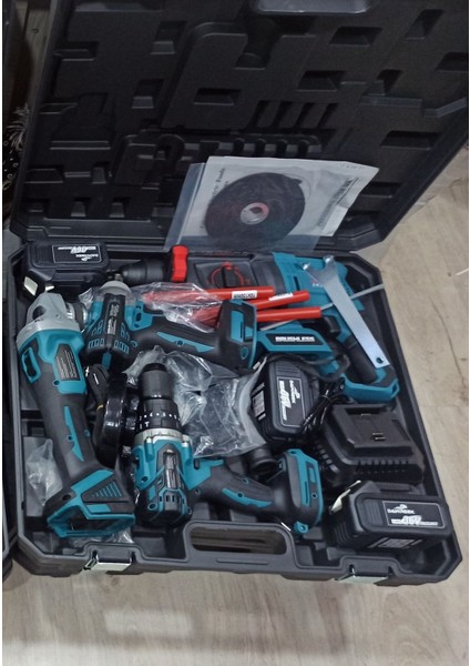 Darbeli Dörtlü Set Şarjlı Tork Şarjlı Hilti Şarjlı Taş Şarjlı Matkap 3'lü 30 Volt Anahtarlı 1-2 M 3
