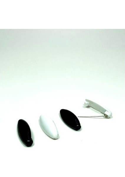 4 Adet Plastik Çengelli Eşarp ve Şal Iğnesi Siyah Beyaz 4 cm