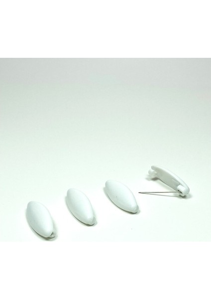 4 Adet Plastik Çengelli Eşarp ve Şal Iğnesi Beyaz 4 cm