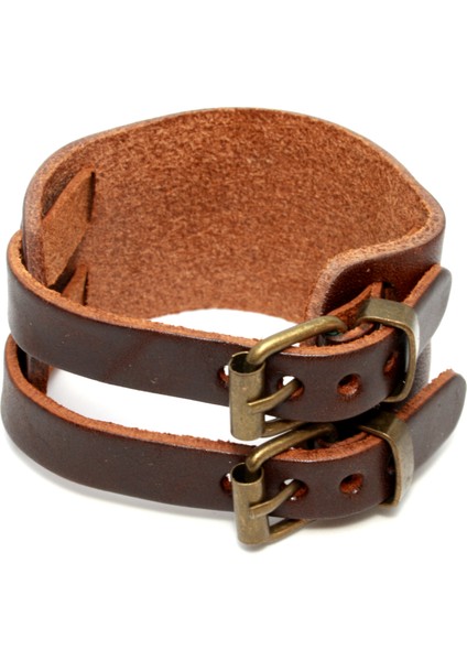 Deri Çete Bileklik Kahverengi