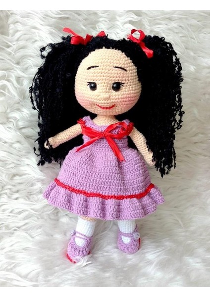 Lila Pamuk Şekerim Bebek Amigurumi Organik Oyuncak