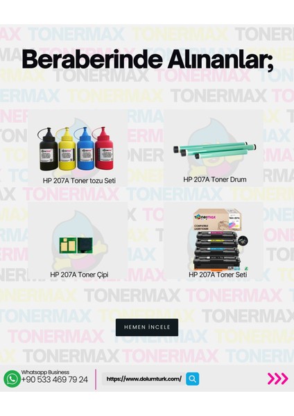 ® Hp 207A W2213A Muadil Toner Kırmızı - Çipli/ Laserjet M255 / M282 / M283