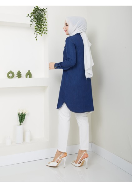 Kadın Ince Dökümlü Spor Kot Yazlık Tunik Gömlek 61006 61129 fırsatları
