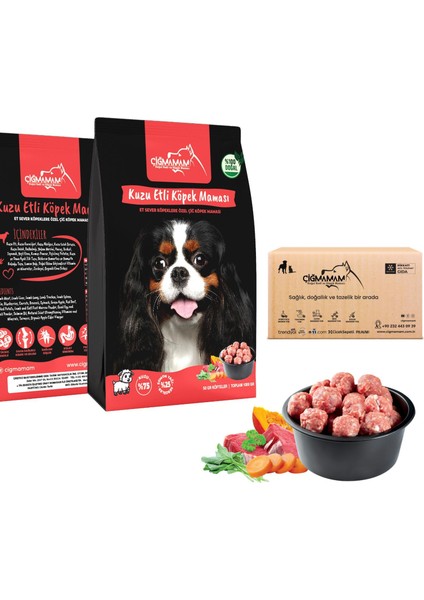 Barf Köpek Için Kuzulu Köfte 3 kg 3 Adet 1000GR