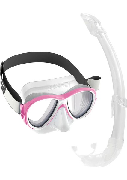 Samoa-Mexico Yetişkin Maske Şnorkel Seti Şeffaf-Pembe