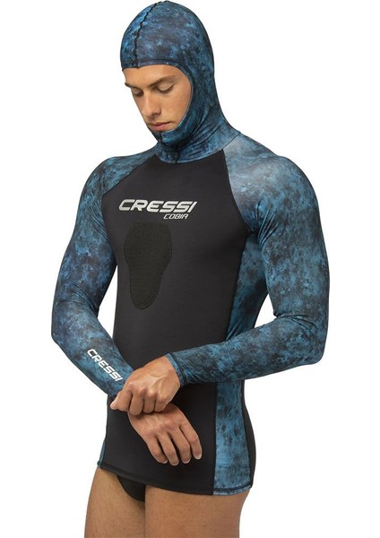 Cobia Mavi Kamuflaj Rashguard Tişört Small