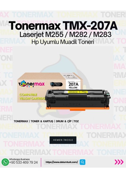 Hp 207A W2212A Muadil Toner Sarı - Çipli/ Laserjet M255 / M282 / M283