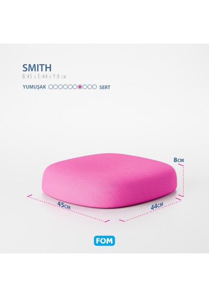 Smith Visco Konforlu ve Rahatlatıcı Oturma Simidi Yastık, Ortopedik, 45 x 44 x 8, Fuşya