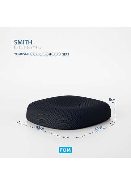 Smith Visco Konforlu ve Rahatlatıcı Oturma Simidi Yastık, Ortopedik, 45 x 44 x 8, Siyah