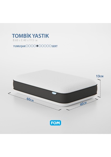 Tombik Full Ortopedik Masaj Etkili Konforlu Visco Yastık, Ortopedik, 60 X 40 X 13, Siyah