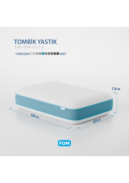 Tombik Full Ortopedik Masaj Etkili Konforlu Visco Yastık, Ortopedik, 60 X 40 X 13, Açık Mavi