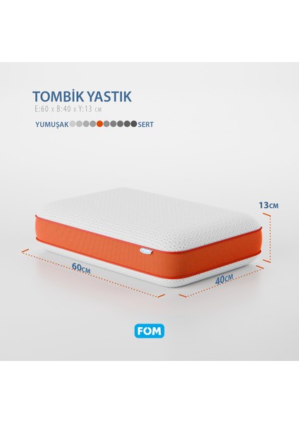 Tombik Full Ortopedik Masaj Etkili Konforlu Visco Yastık, Ortopedik, 60 X 40 X 13, Turuncu