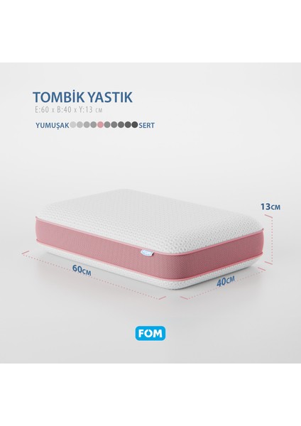 Tombik Full Ortopedik Masaj Etkili Konforlu Visco Yastık, Ortopedik, 60 X 40 X 13, Pembe