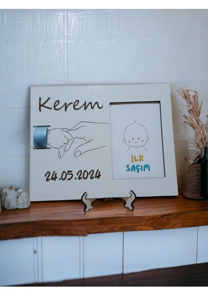 My Kids Room Ilk Saçım Çerçevesi Bebek Anı Kartı ile Bebeğimin Ilk Saç Hatırası (Kişiye Özel Isim ve Tarih)