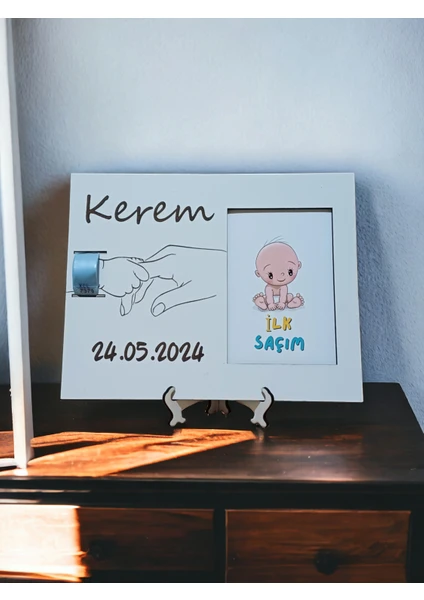 My Kids Room Ilk Saçım Çerçevesi Bebek Anı Kartı ile Bebeğimin Ilk Saç Hatırası (Kişiye Özel Isim ve Tarih)