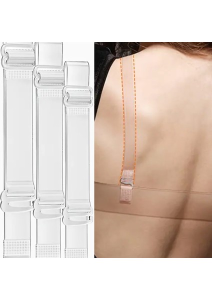 3 Çift Metal Kancalı Şeffaf Sütyen Askısı