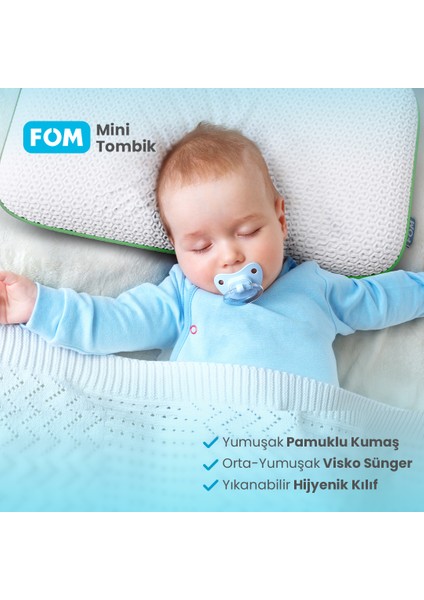 Mini Tombik Visco Uyku Ve Seyahat Yastığı, Pamuk Bebek Yastık, 50 X 30 X 10, Yeşil