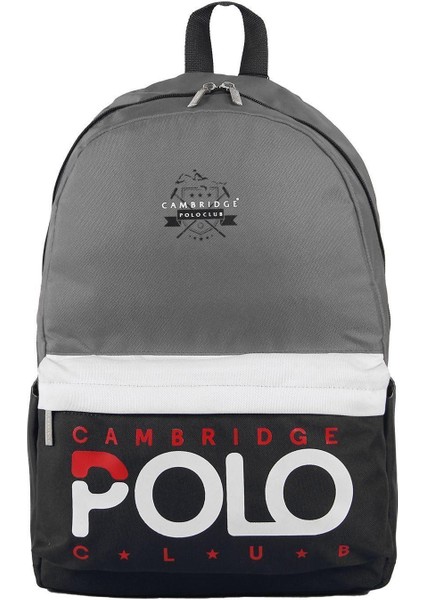 Cambridge Polo Club Preppy Tek Ana Bölmeli Unisex Sırt/okul Çantası Gri 2024(BESLENME Çantası Hediyeli)