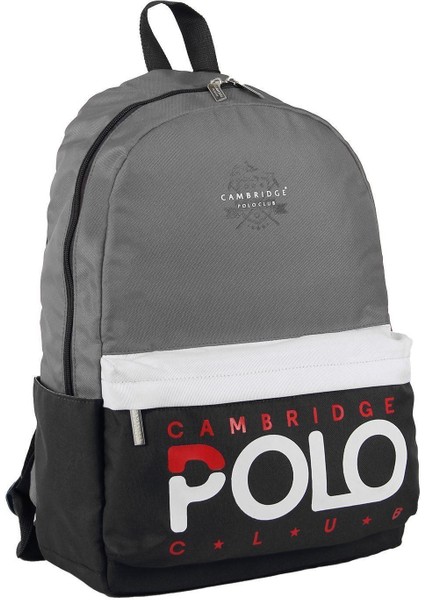 Cambridge Polo Club Preppy Tek Ana Bölmeli Unisex Sırt/okul Çantası Gri 2024(BESLENME Çantası Hediyeli)