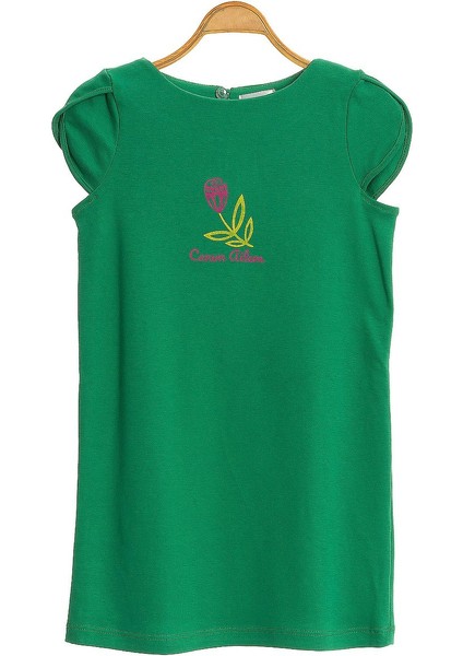 Canım Ailem Baskılı Elbise Pamuk Kız Çocuklarına