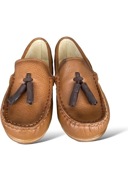 Hakiki Deri Püsküllü Erkek Çocuk Ayakkabı TABA modelleri