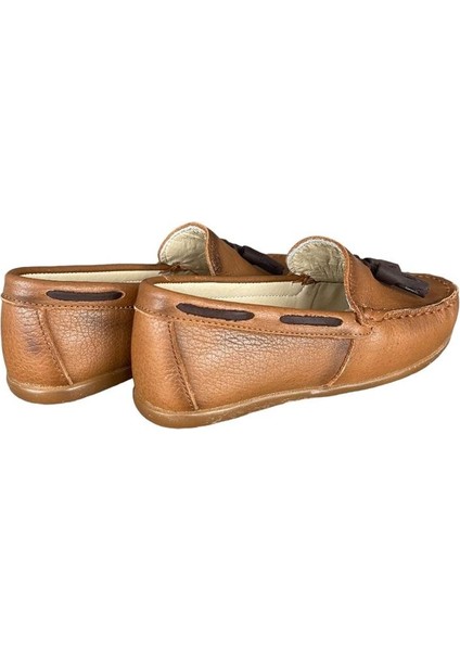 Hakiki Deri Püsküllü Erkek Çocuk Ayakkabı TABA fırsatları
