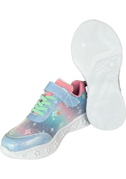 Işıklı Ortopedik Kız Çocuk Spor Ayakkabı MAVİ modelleri