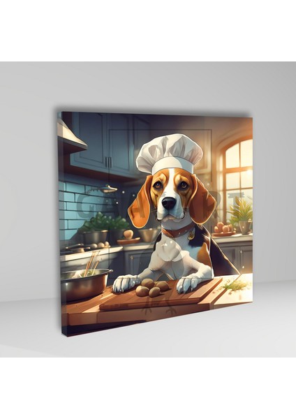 Kare Kanvas Mutfak Tablosu Aşçı Hayvanlar Beagle Köpek fiyatları