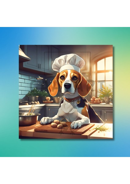 Kare Kanvas Mutfak Tablosu Aşçı Hayvanlar Beagle Köpek modelleri