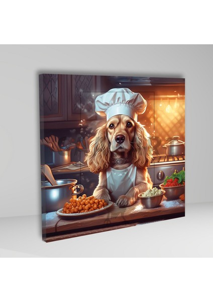 Kare Kanvas Mutfak Tablosu Aşçı Hayvanlar Sevimli Cocker Köpek fiyatları