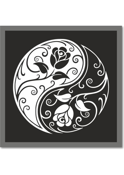 El Yapımı Ahşap Üç Boyutlu Floral Yin ile Yang Tablo
