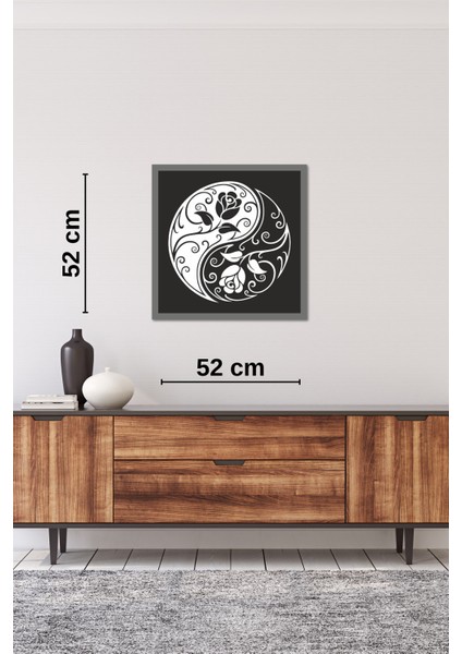 El Yapımı Ahşap Üç Boyutlu Floral Yin ile Yang Tablo