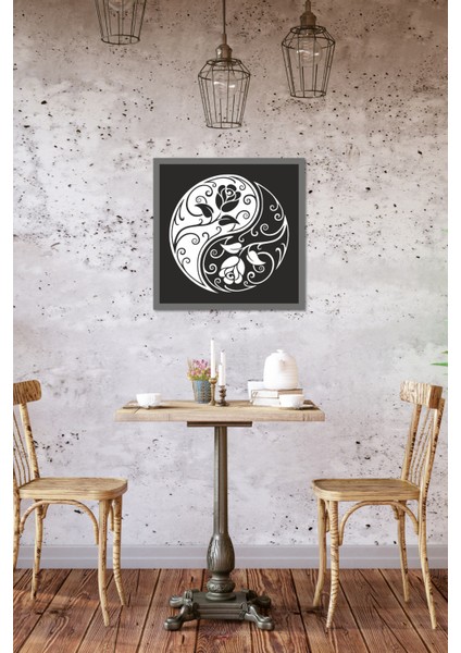 El Yapımı Ahşap Üç Boyutlu Floral Yin ile Yang Tablo