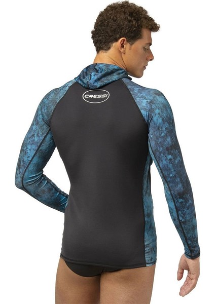 Cobia Mavi Kamuflaj Rashguard Tişört Medium