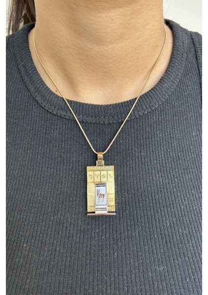 316L Gerçek Çelik Altın Sarı Burç Horoscope Kolyesi Kadın Erkek Tablet Madalyon Kolye Kararmaz fiyatları