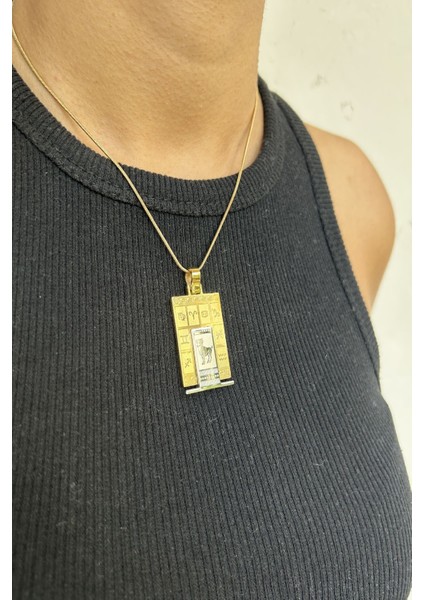 316L Gerçek Çelik Altın Sarı Burç Horoscope Kolyesi Kadın Erkek Tablet Madalyon Kolye Kararmaz modelleri