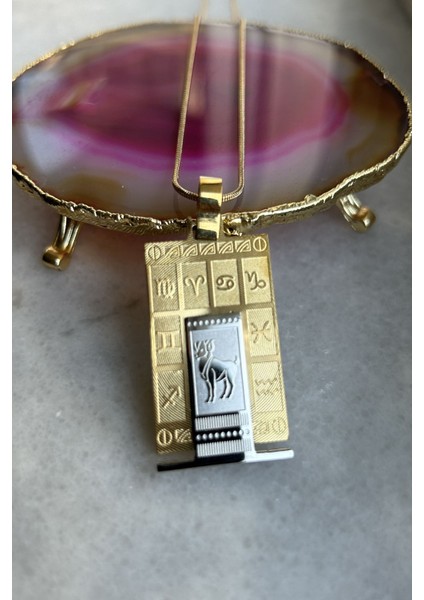 316L Gerçek Çelik Altın Sarı Burç Horoscope Kolyesi Kadın Erkek Tablet Madalyon Kolye Kararmaz indirimleri