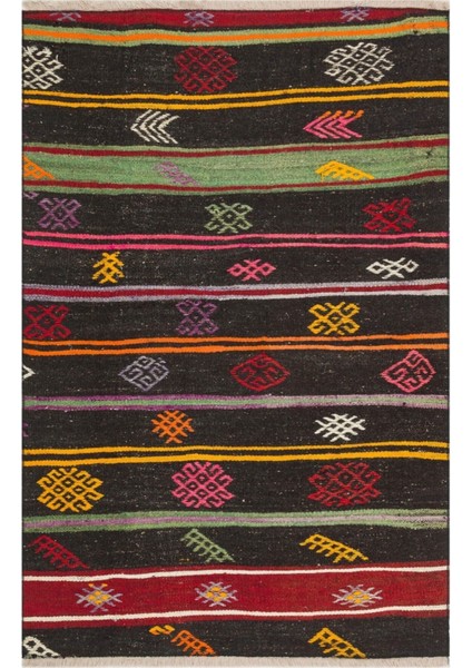 Anadolu El Dokuma Çiçekli Doğal Vintage Kilim