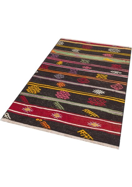 Anadolu El Dokuma Çiçekli Doğal Vintage Kilim