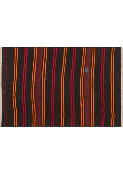 Anadolu El Dokuma Sarı Kırmızı Çizgili Vintage Kilim fiyatları